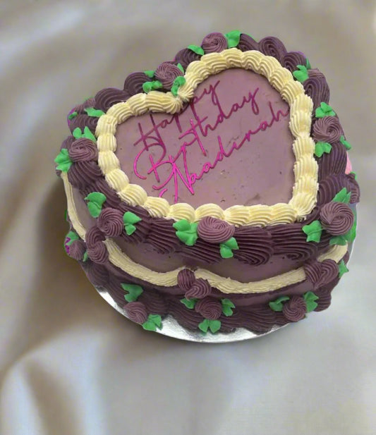 Purple Vintage Heart Cake